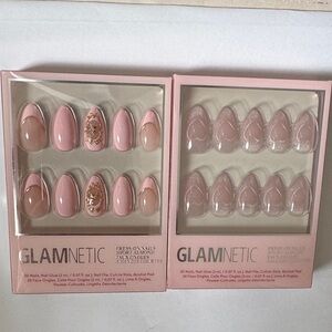 GLAMNETIC Pink Press-On Almond Nails - Two Packs